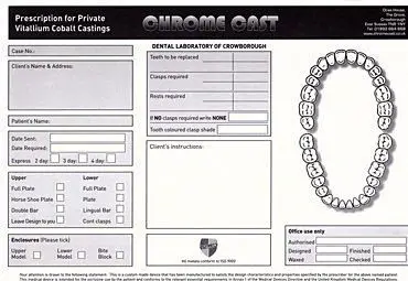 Chrome Cast prescription form and postal labels